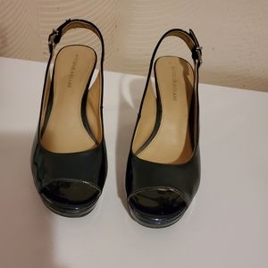 Antonio Melani navy patent slingbacks